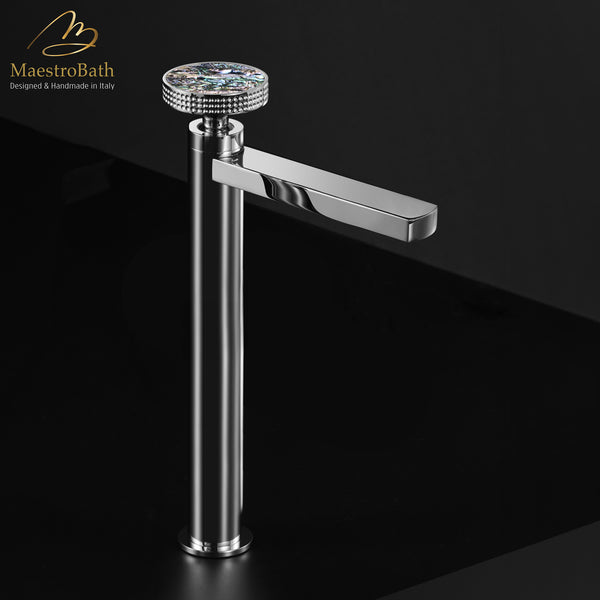 Preziosa Luxury Bathroom Faucet | Polished Chrome #handles_ Abalone