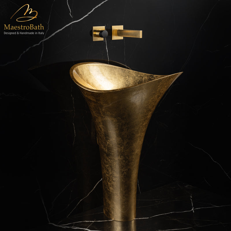 Modern Pedestal Sink Gold Leaf