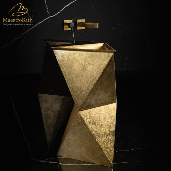 Poli Modern Pedestal Sink | Gold Leaf #color_gold leaf