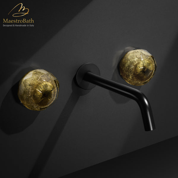 GLAMOUR Luxury Crystal Wall-mount Bathroom Faucet | Black and Gold #color_black and gold