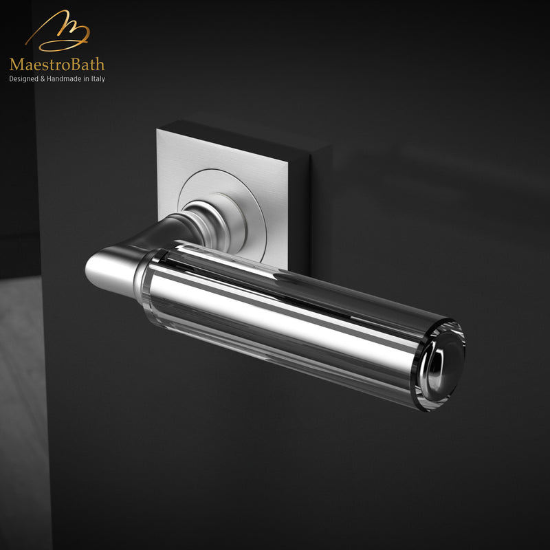 KIK Crystal Door Handle | Clear/Brushed Chrome