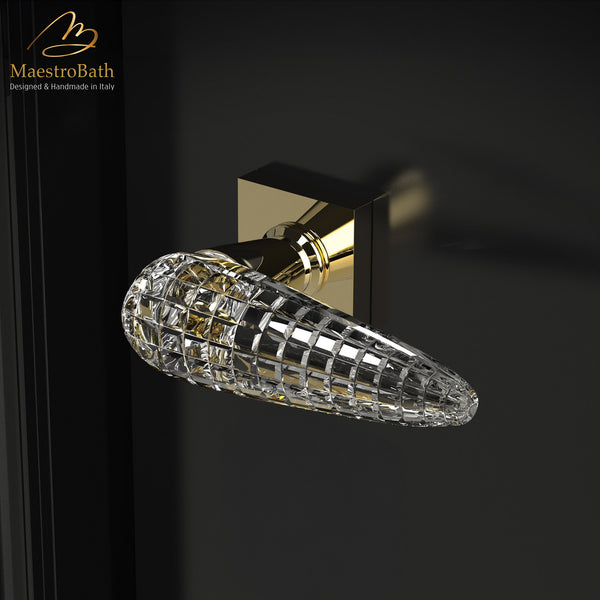 Contemporary Crystal Door Handle | Gold