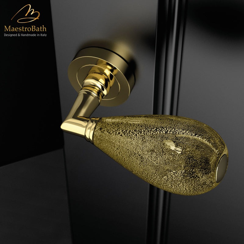 MURANO Crystal Door Handle | Polished Brass