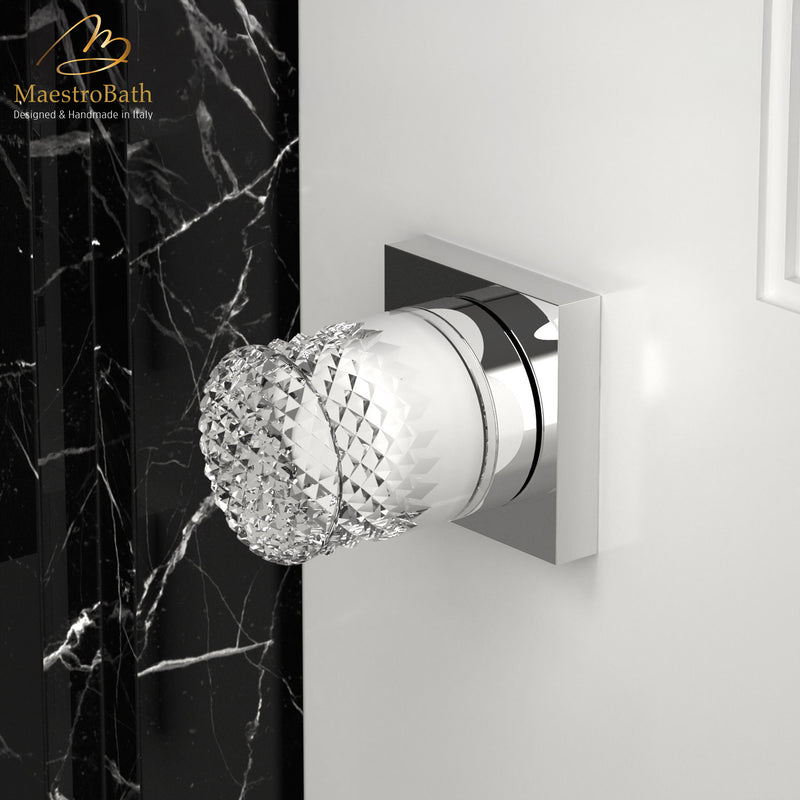 Handmade Crystal Door Handle | Chrome