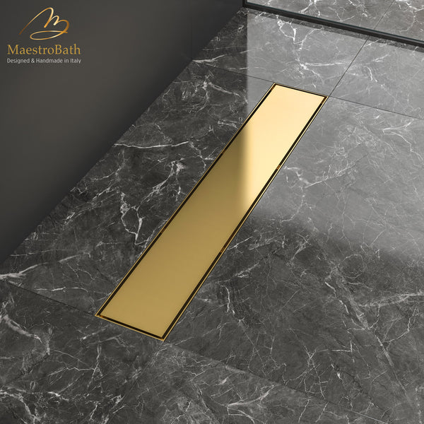 Modern Shower Linear Drain 600 | Brushed Gold