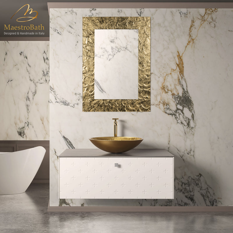 Artistic Luxury Single Vanity Mirror | Gold Leaf