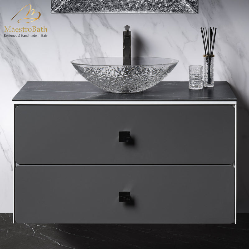 Modern Bathroom Vanity 40" | White and Silver