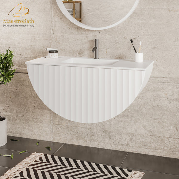 Caps Modern Bathroom Vanity | White #color_white