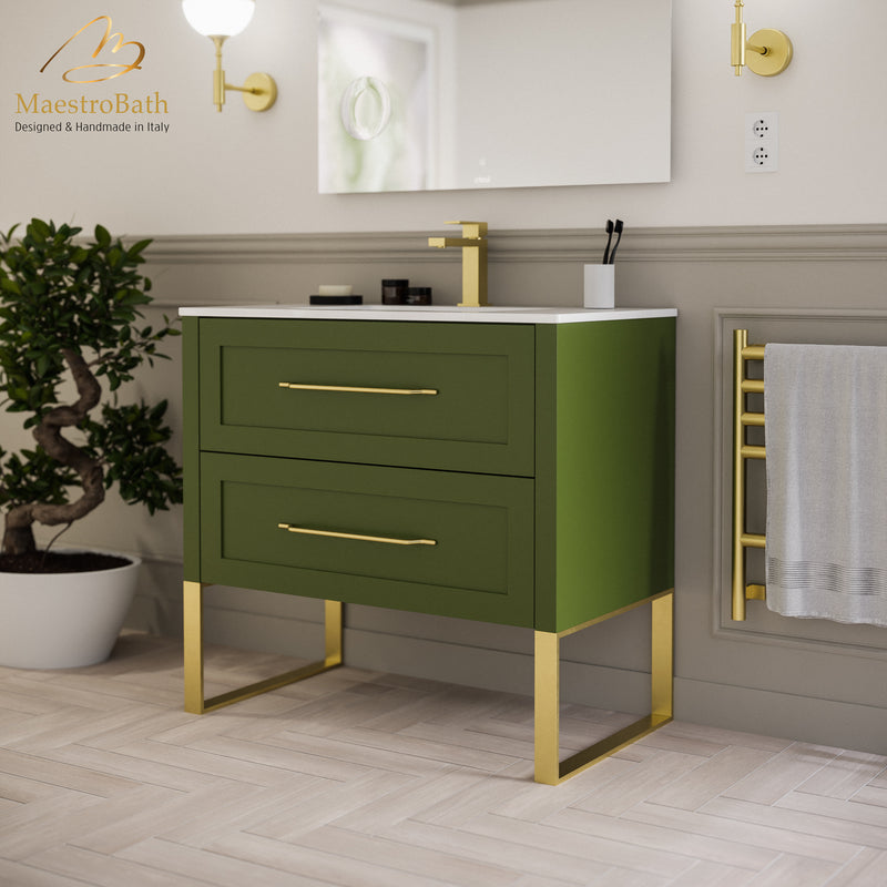 Antico 80 Bathroom Vanity | Olive Green