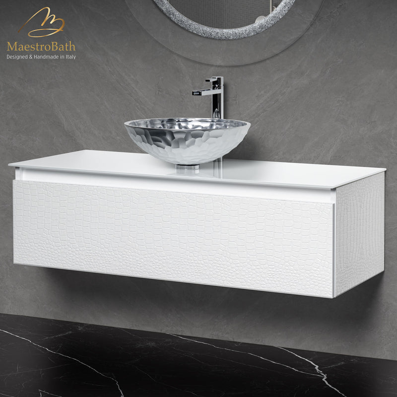 Luxury Crocodile Bathroom Vanity | White Crocodile