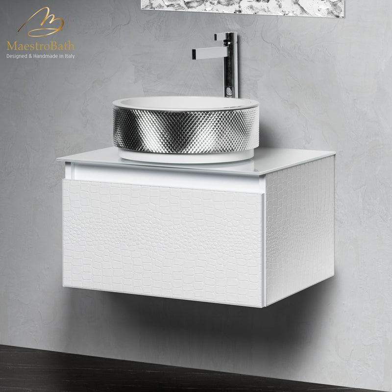 Luxury Crocodile Bathroom Vanity | White Crocodile