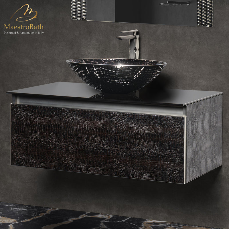 Luxury Crocodile Bathroom Vanity | Dark Crocodile