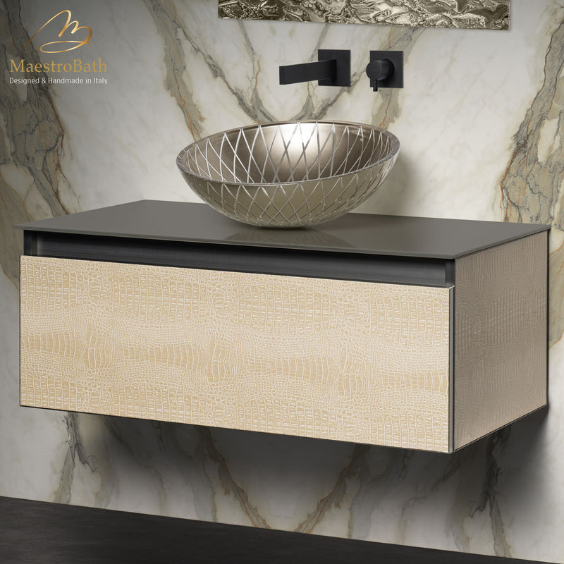 Luxury Crocodile Bathroom Vanity | Light Crocodile