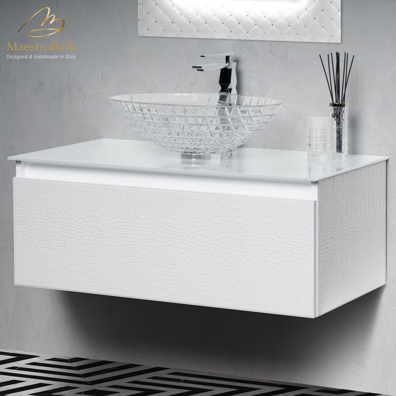 Luxury Crocodile Bathroom Vanity | White Crocodile