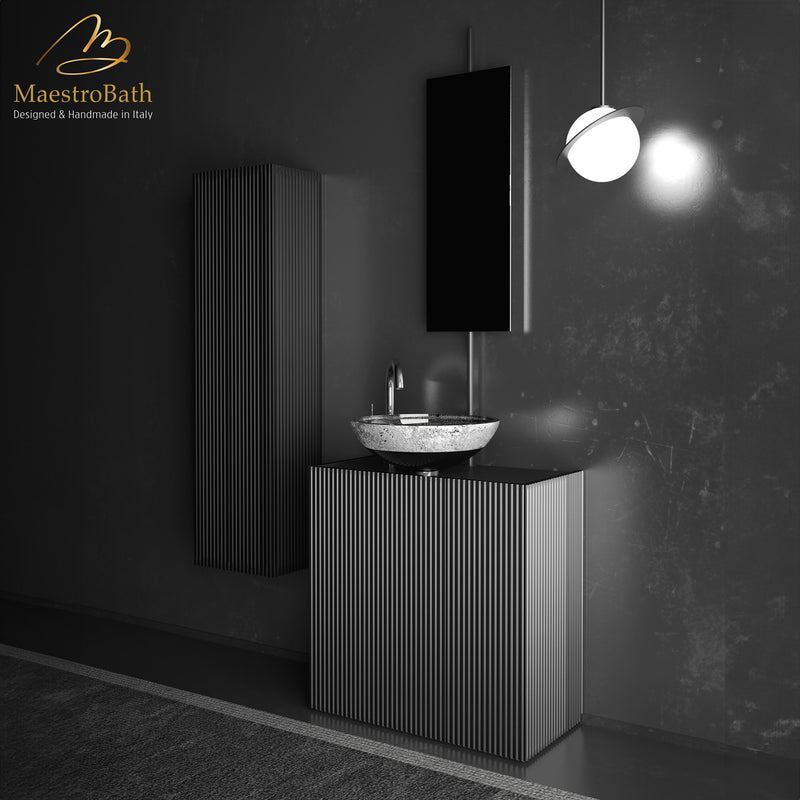 Gloria Luxury Bathroom Vanity & Integrated Mirror | Black