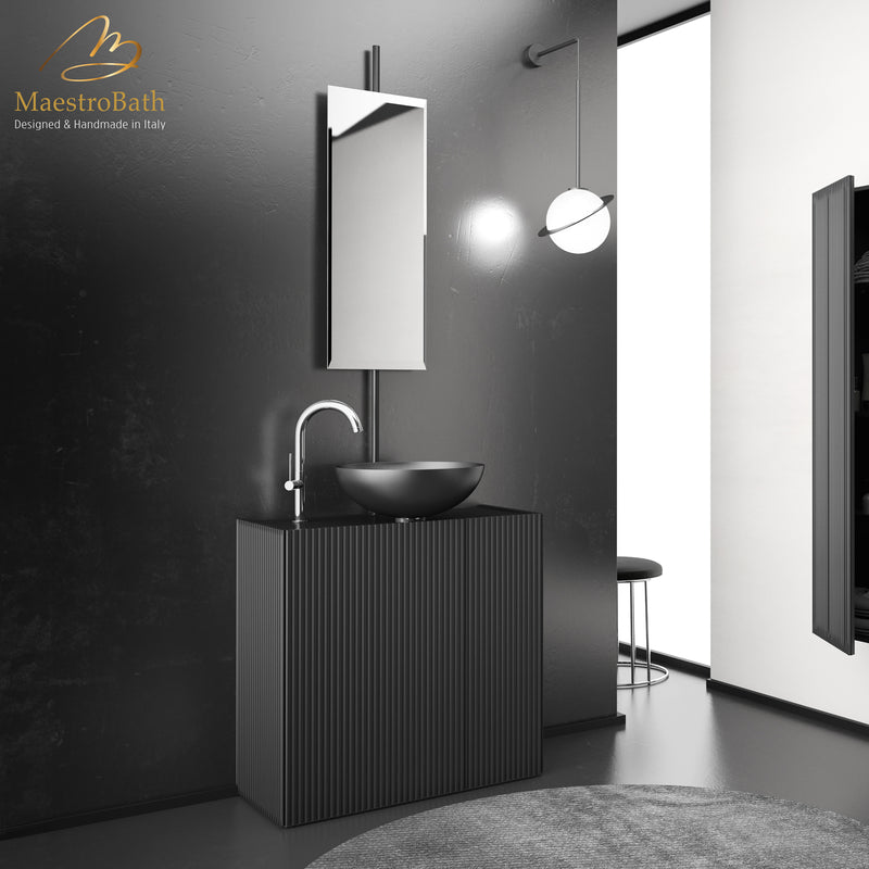 Gloria Luxury Bathroom Vanity & Integrated Mirror | Black