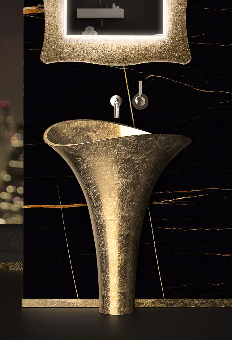 Modern Pedestal Sink Gold Leaf