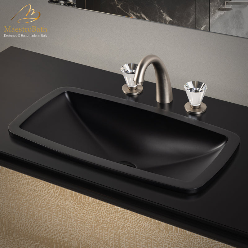 Rectangular Drop-In Bathroom Sink | Black