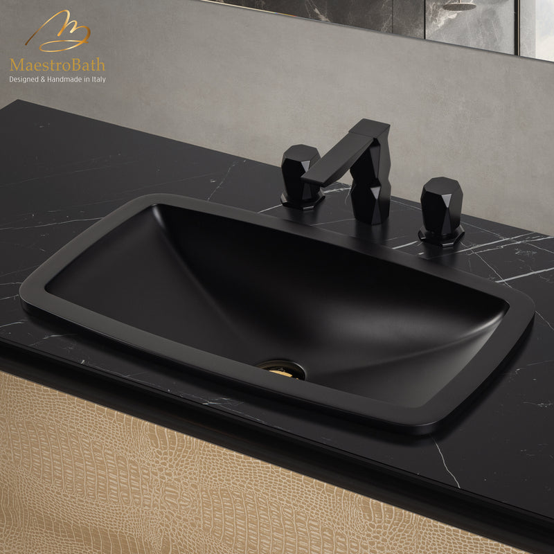 Ikon 3-Hole Black Luxury Bathroom Faucet