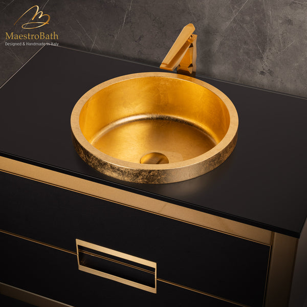 Gold Drop-In Bathroom Sink #color_gold leaf