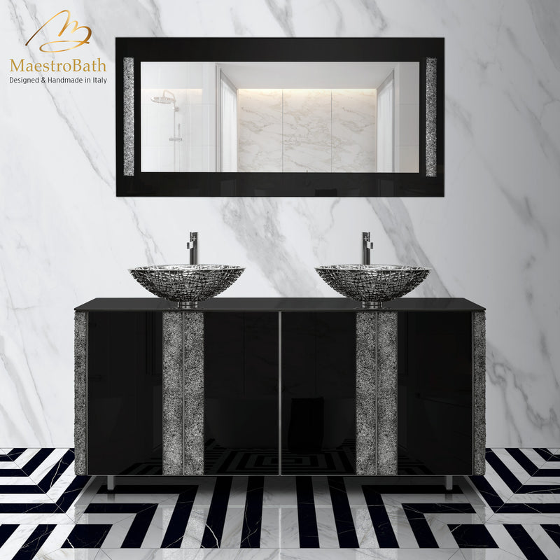 Princess Luxury Crystal Black Double Vanity