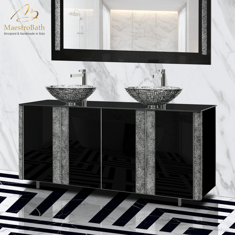 Princess Luxury Crystal Black Double Vanity