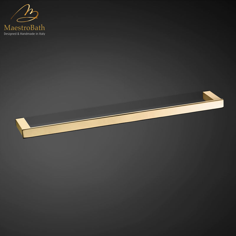 Modern Towel Bar 16" | Polished Gold