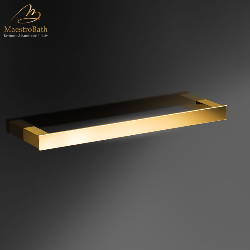 Modern Towel Bar 12" | Polished Gold