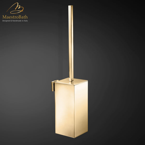 Modern Wall Mounted Brush Holder | Polished Gold