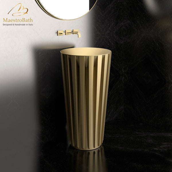 Gloria Modern Pedestal Sink | Gold #color_gold