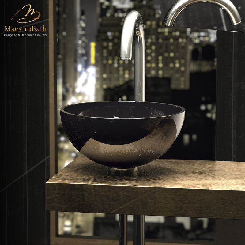 Emisfero Round Black Crystal Vessel Sink