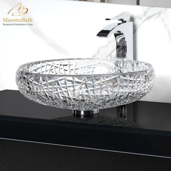 Scenia Crystal Round Bathroom Sink #color_transparent