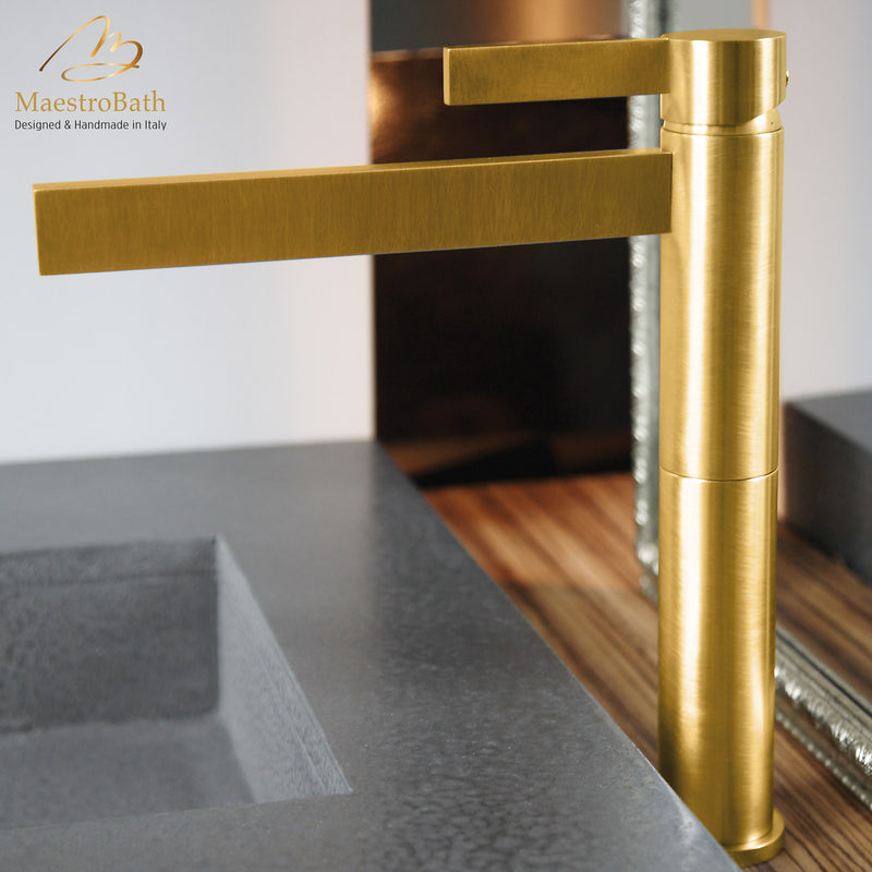 Caso Brushed Gold Designer Bathroom Faucet