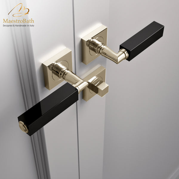 CUBO Crystal Door Handle | Black/Champagne