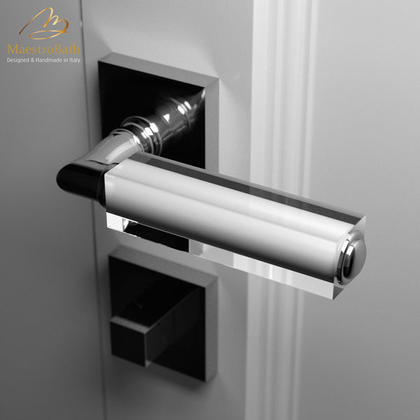 CUBO Crystal Door Handle | Clear/Chrome