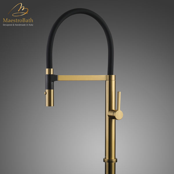 CURIO Modern Kitchen Faucet With 2 Jets | Brushed Gold #color_brushed gold