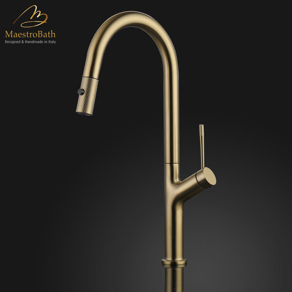 PALM Modern Kitchen Faucet With 2 Jets | Brushed Gold #color_brushed gold