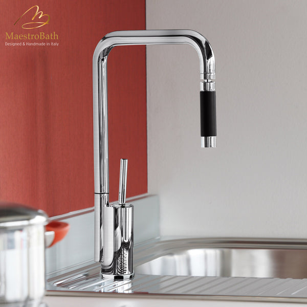 Bend Snake Brushed Nickel | Modern Kitchen Faucet with Orientable Head #color_brushed nickel