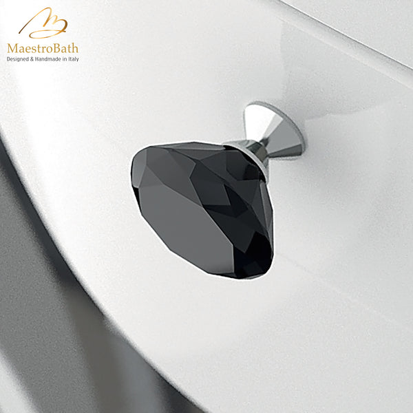 Diamond Crystal Knob | Black/Chrome