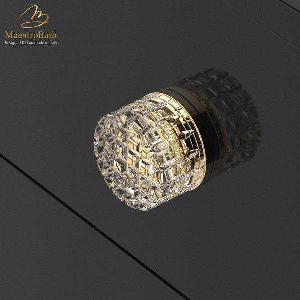 Quadra Crystal Knob | Clear/Polished Brass