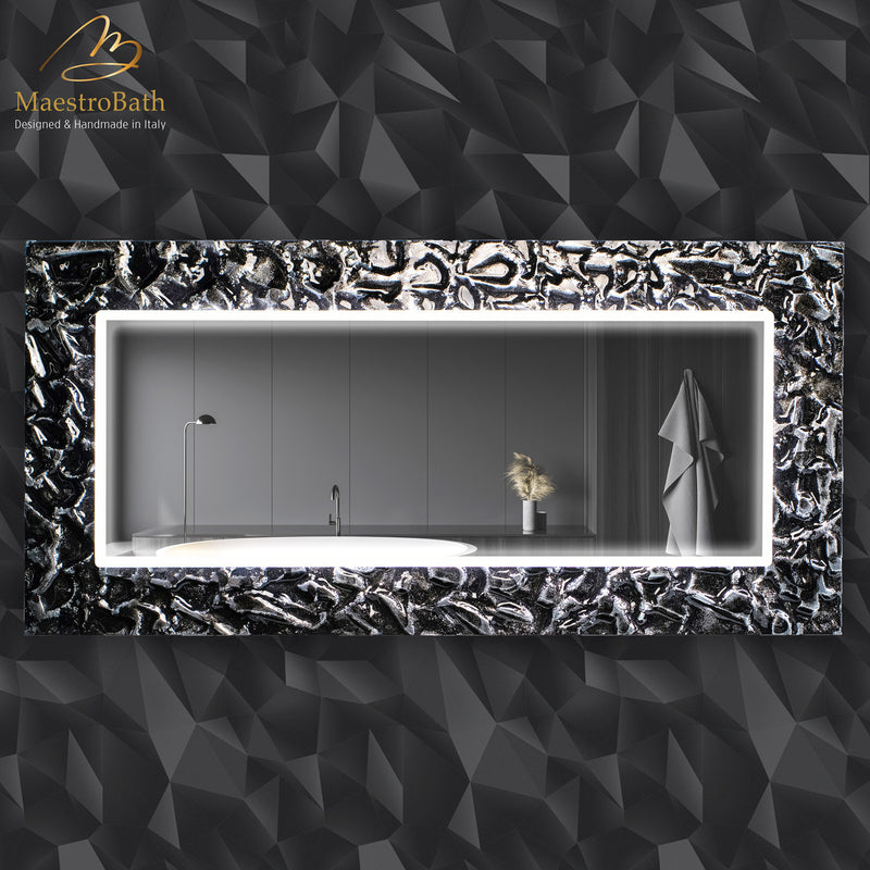 Lucent Luxury LED Lighted Mirror | Black and Silver