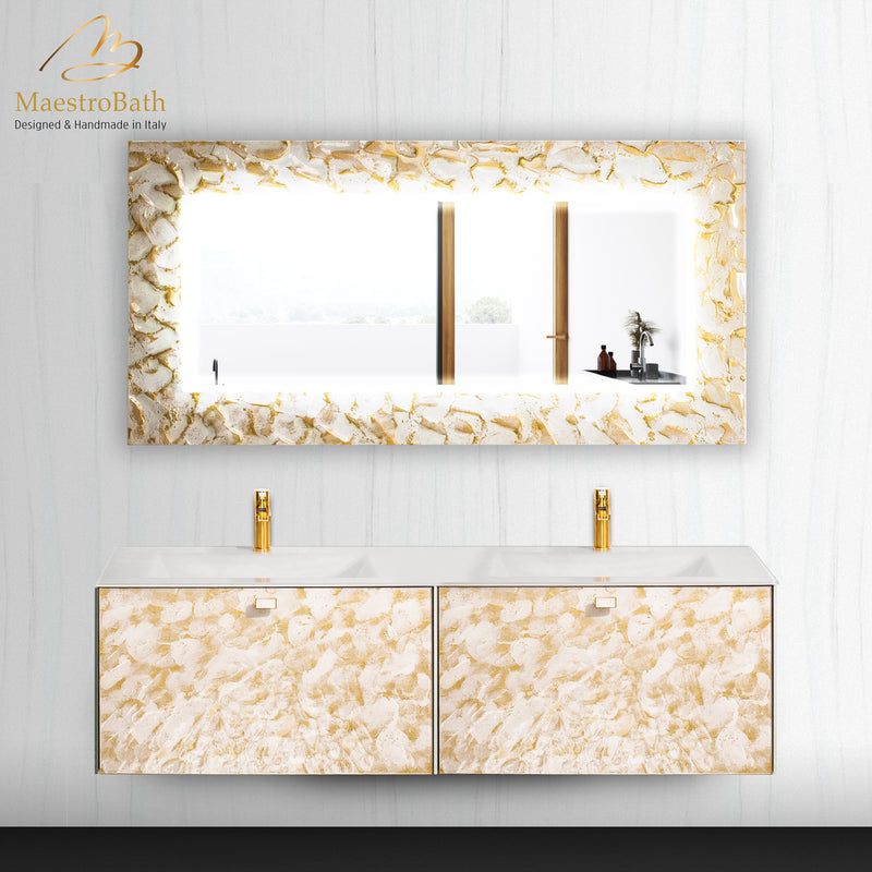 Lucent Luxury LED Lighted Mirror | White and Gold