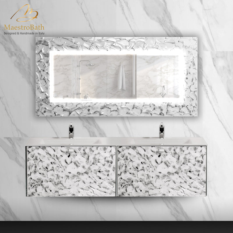 Lucent Luxury LED Lighted Mirror | White and Silver