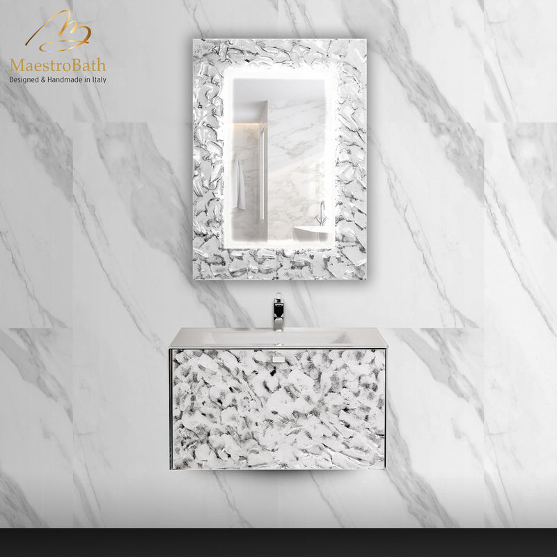 Luxury Murano Crystal Wallmount Bathroom Vanity