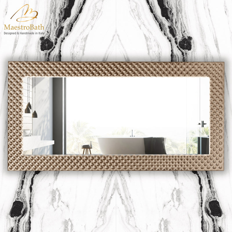 Lucent Luxury Crystal Double Vanity Mirror | Silver and Bronze