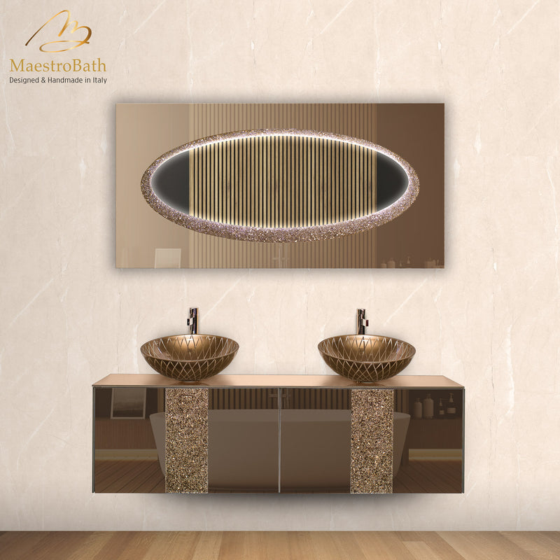 Lucent Luxury Crystal Double Vanity Mirror | Bronze