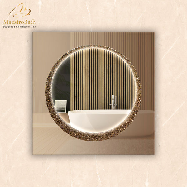 Lucent Luxury Crystal Single Vanity Mirror | Bronze #color_bronze