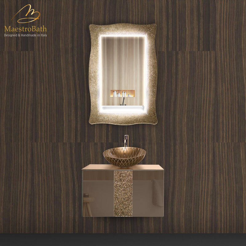 Lucent Luxury Crystal Single Vanity Mirror | Sand