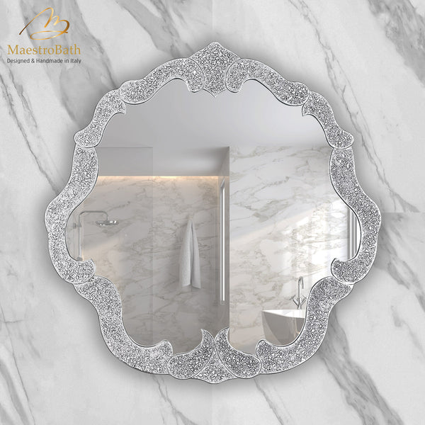 Onax Glass Handmade Luxury Console Mirror | Silver #color_silver