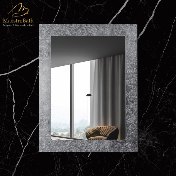 Luxury Rectangular Mirror | Silver Leaf #color_silver leaf